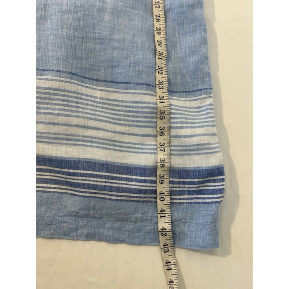 TALBOTS Womens Plus 22W Linen Shift Dress Midi Blue / White Coastal - Picture 7 of 7